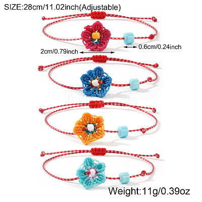 4Pcs Handmade Waxed Cord Braided Bracelets AY6602-5-1