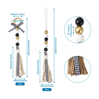 Crafans 4Pcs 2 Style Senior Year Theme Hemp Rope Tassels Pendant Decorations HJEW-CF0001-17-1