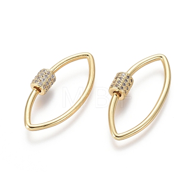 Brass Micro Pave Cubic Zirconia Screw Carabiner Lock Charms ZIRC-I031-19G-1