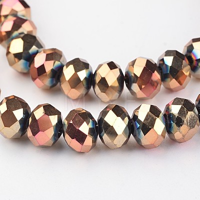 Electroplate Glass Beads Strands EGLA-P018-8mm-F02-1