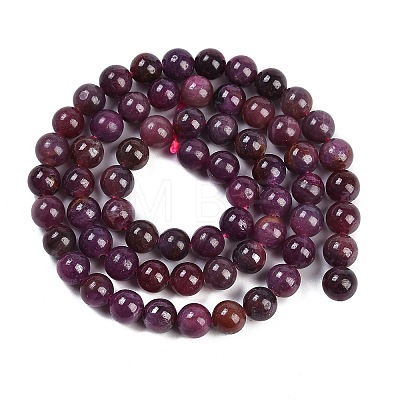 Natural Gemstone Ruby Round Beads Strands G-O017-6.5mm-06-1