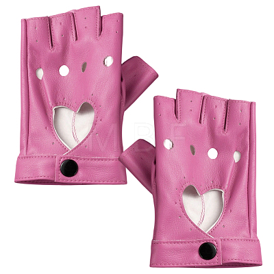 1 Pair Imitation Leather Fingerless Gloves AJEW-CL0004-95A-1