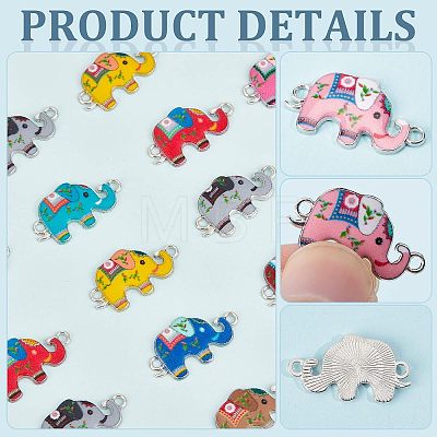 56Pcs 14 Colors Zinc Alloy with Enamel Elephant Connector Charms FIND-CA0005-18-1