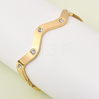 304 Stainless Steel Rhinestone Hinged Bangles BJEW-D408-25G-1