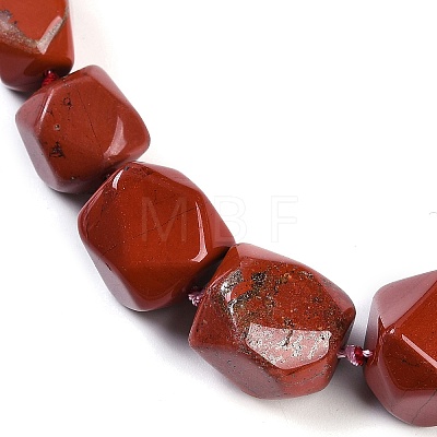 Natural Red Jasper Nuggets Beaded Necklaces for Women Men NJEW-K388-01L-1