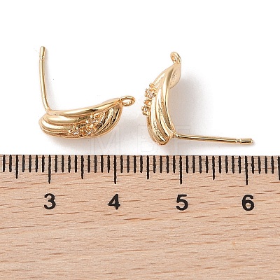 Brass with Clear Cubic Zirconia Stud Earring Findings KK-G491-57C-G-1