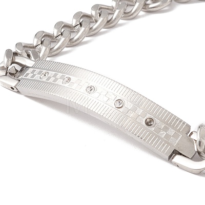 Rectangle 304 Stainless Steel Link Bracelet with Crystal Rhinestone for Men Women STAS-P304-13P-1