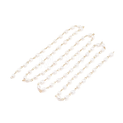 Handmade Natural Freshwater Pearl Beaded Chains AJEW-JB01087-1