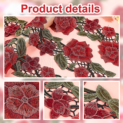   Embroidery Polyester Lace Ribbons SRIB-PH0001-28-1