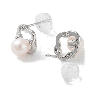 Natural Pearl Stud Earrings for Women EJEW-C082-08P-1