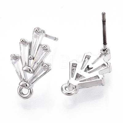 Brass Cubic Zirconia Ear Studs MAK-T011-04P-1