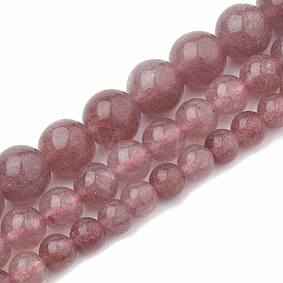 Natural Dyed Strawberry Quartz Beads Strands G-S295-15-8mm-1-1