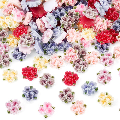 135Pcs 9 Colors Rose Flower Resin Cabochons MRMJ-TA0001-50-1