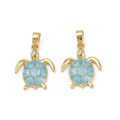 Brass Micro Pave Cubic Zirconia Pendants KK-C093-09G-02-1