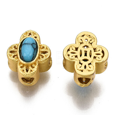4-Hole Synthetic Turquoise Beads KK-S310-37A-1