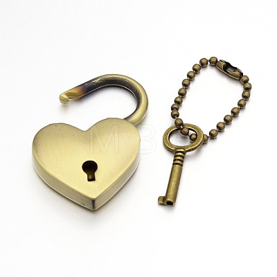 Heart Lock & Key Zinc Alloy Key Clasps X-KEYC-O009-14-1