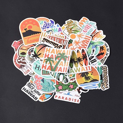 50Pcs Hawaii PVC Self Adhesive Stickers Set STIC-C003-04-1