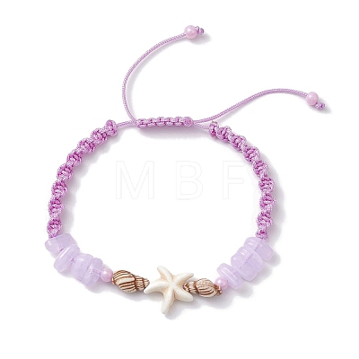 4Pcs Adjustable Synthetical Turquoise Starfish Braided Bead Bracelets BJEW-JB10225-1