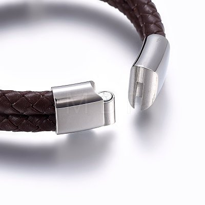 Leather Braided Cord Bracelets BJEW-E345-08A-P-1
