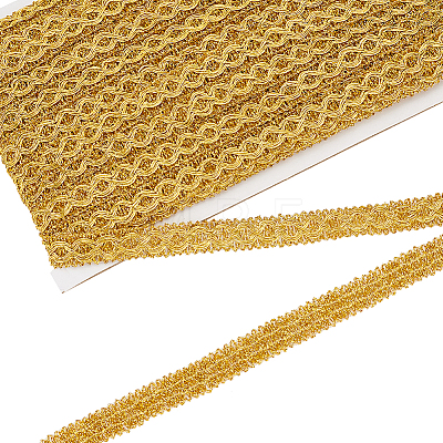 Polyester Braided Metallic Lace Trim SRIB-WH0011-180B-01-1