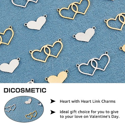 24Pcs 4 Styles Valentine's Day 304 Stainless Steel Connector Charms STAS-DC0011-68-1