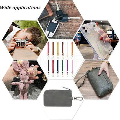 CHGCRAFT 12Pcs 12 Colors PU Leather Wrist Strap Keychains KEYC-CA0001-19-1