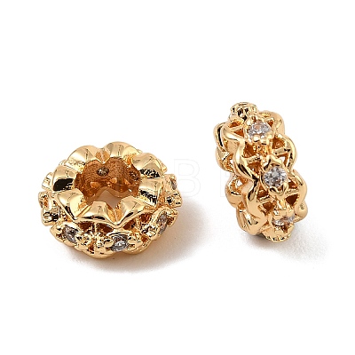 Brass Micro Pave Cubic Zirconia Beads KK-C155-14G-1