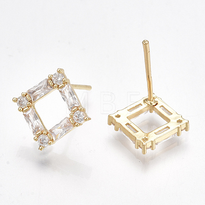 Brass Cubic Zirconia Stud Earrings KK-S348-362-1