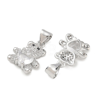 Brass Micro Pave Cubic Zirconia Charms KK-K351-69P-01-1