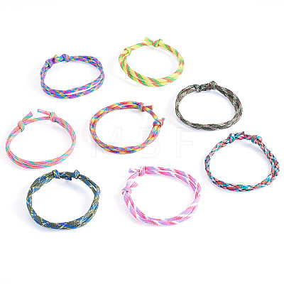 32Pcs 8 Styles Polyester & Spandex Cord Braided Bead Bracelets BJEW-TAC0066-1