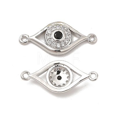 Brass Micro Pave Clear & Black Cubic Zirconia Connector Charms KK-E068-VB371-1