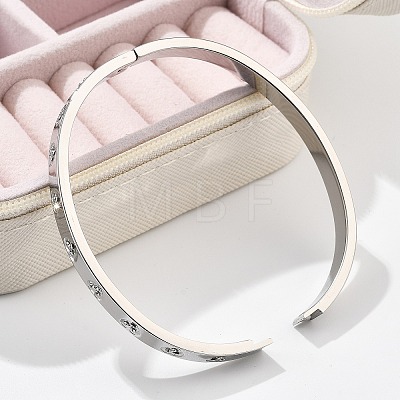 304 Stainless Steel Rhinestone Bangles for Women BJEW-Z092-15P-1