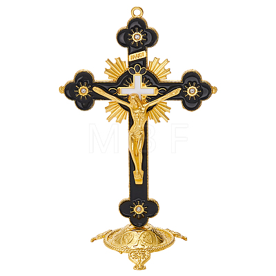 Religion Alloy Enamel Crucifix Cross Statue Display Decorations DJEW-WH0043-105B-1