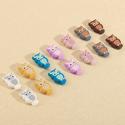 CHGCRAFT 14Pcs 7 Colors Owl Food Grade Eco-Friendly Silicone Beads SIL-CA0003-09-1