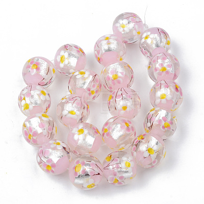 Handmade Silver Foil Glass Lampwork Beads Strands FOIL-N028-001-1