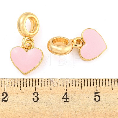 Rack Plating Alloy Enamel Heart European Dangle Charms FIND-B034-21G-01-1