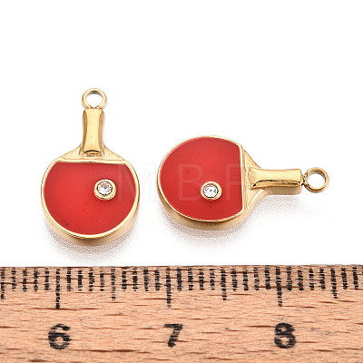 304 Stainless Steel Pave Crystal Rhinestone and Enamel Pendants STAS-T068-33-1