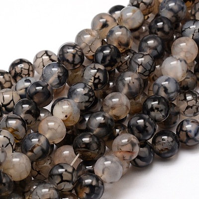 Dyed Natural Agate Round Beads Strands G-E321A-14mm-04-1