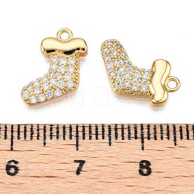 Christmas Theme Brass Micro Pave Clear Cubic Zirconia Charms KK-T073-17G-1