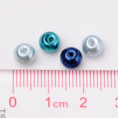 Carribean Blue Mix Pearlized Glass Pearl Beads HY-X006-6mm-03-1