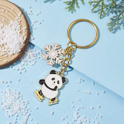 Snowflake & Panda Alloy Enamel Pendant Keychains KEYC-JKC00630-02-1
