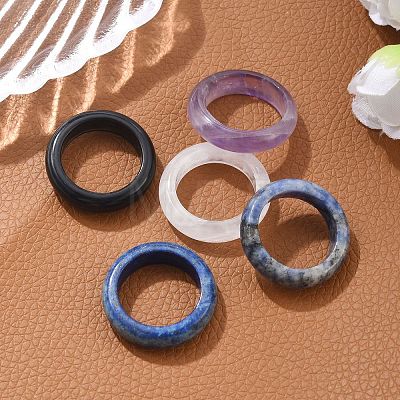 Natural Gemstone Plain Band Ring for Women RJEW-P044-01A-M-1