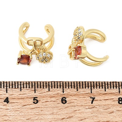 Cherry Brass Micro Pave Cubic Zirconia Cuff Earrings EJEW-C186-13G-1