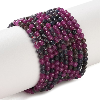 Natural Red Corundum/Ruby and Sapphire Beads Strands G-Z150-A03-3mm-1