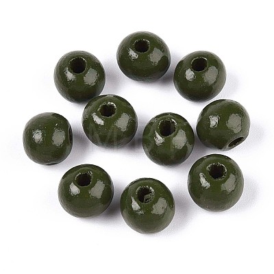 Spray Painted Round Natural Schima Wood Beads WOOD-A018-8mm-14-1