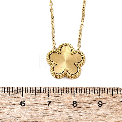 304 Stainless Steel Flower Pendant Cable Chain Necklaces for Women NJEW-U032-08G-1