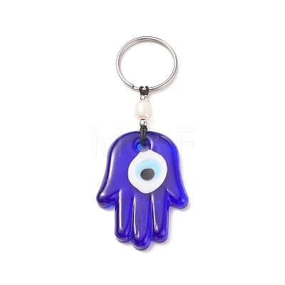 Handmade Lampwork Blue Evil Eye Keychain Key Ring KEYC-JKC00385-1