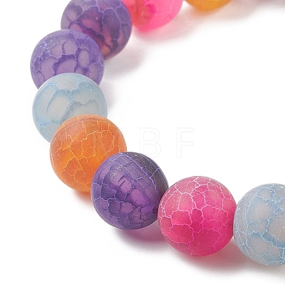 Natural Weathered Agate(Dyed) Round Beaded Stretch Bracelet BJEW-JB08500-1