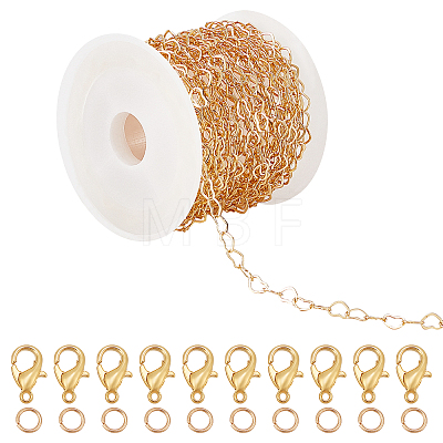 15.9~16.4 Feet Brass Heart Link Chains DIY-CA0002-22-1