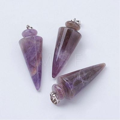Natural Amethyst Pendants G-P236-07-1